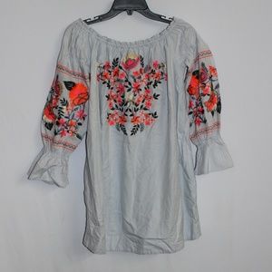 NEW Free People • Fleur Du Jour Embroidered Shirt